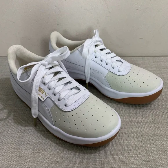 NEW Youth Kid s PUMA California Exotic WHISPER WHITE Low Top LEATHER SNEAKERS
